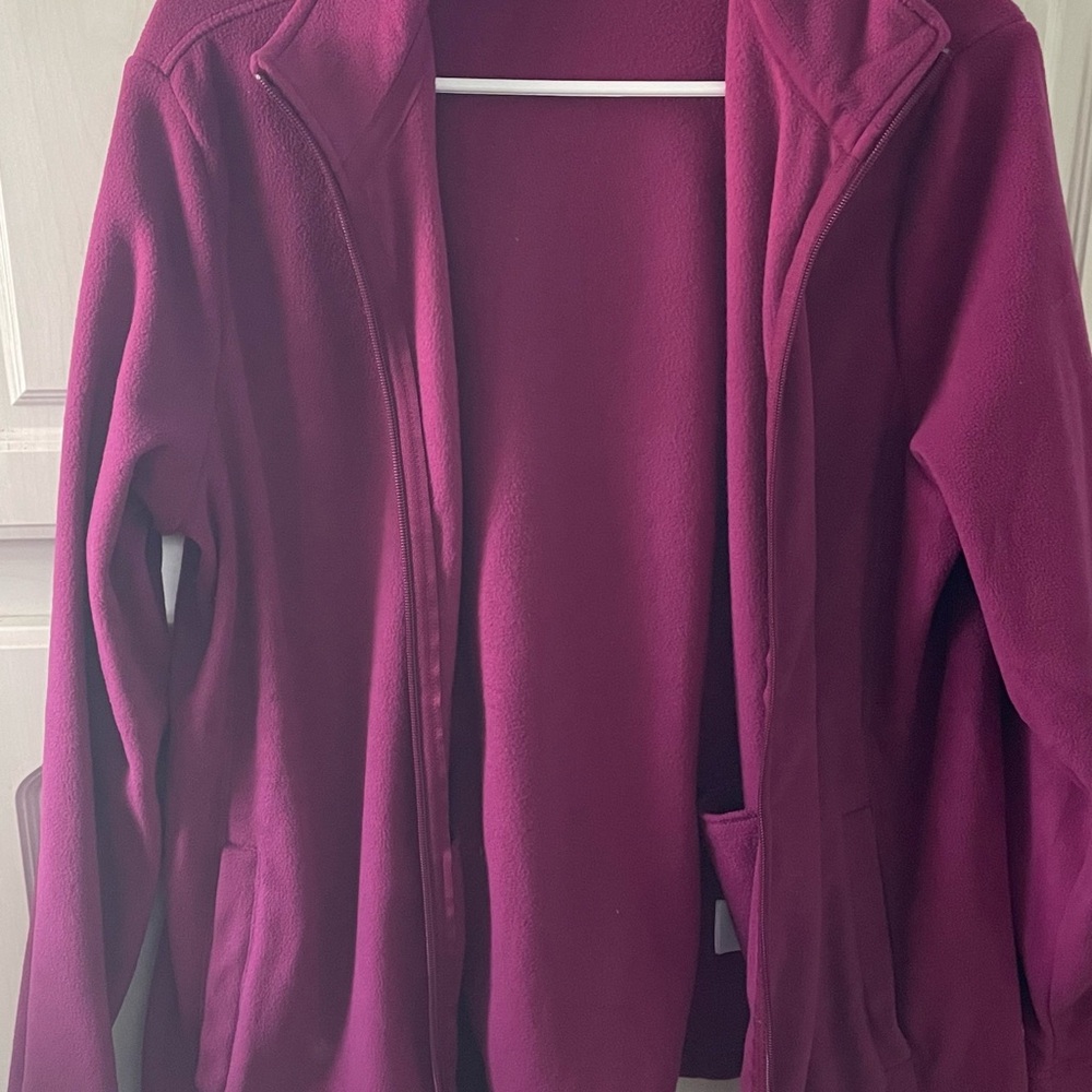 Lands' End Magenta Fleece Jacket
